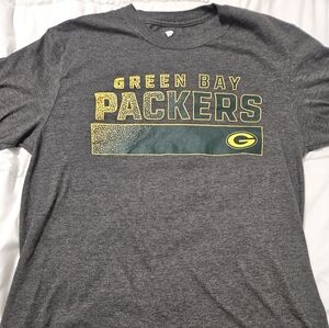Fanatics Green Bay Packers Gray Short Sleeve Tee with Yellow and Green Logo